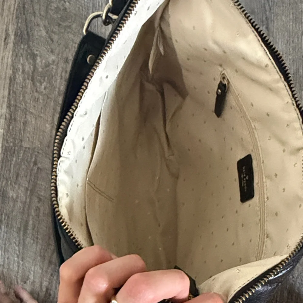 kate spade Black Quilted Shoulder Bag with Gold Chain Accent